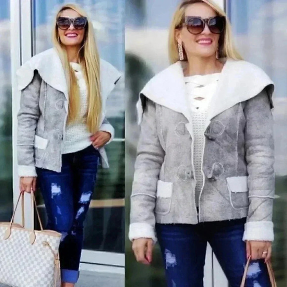 TRENDY DOLLZ coat Faux Suede Shearling Com… - Picture 1 of 4